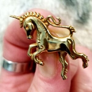 14K Yellow Gold Unicorn Broach/Pin