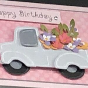 Handmade Greeting card pink truck