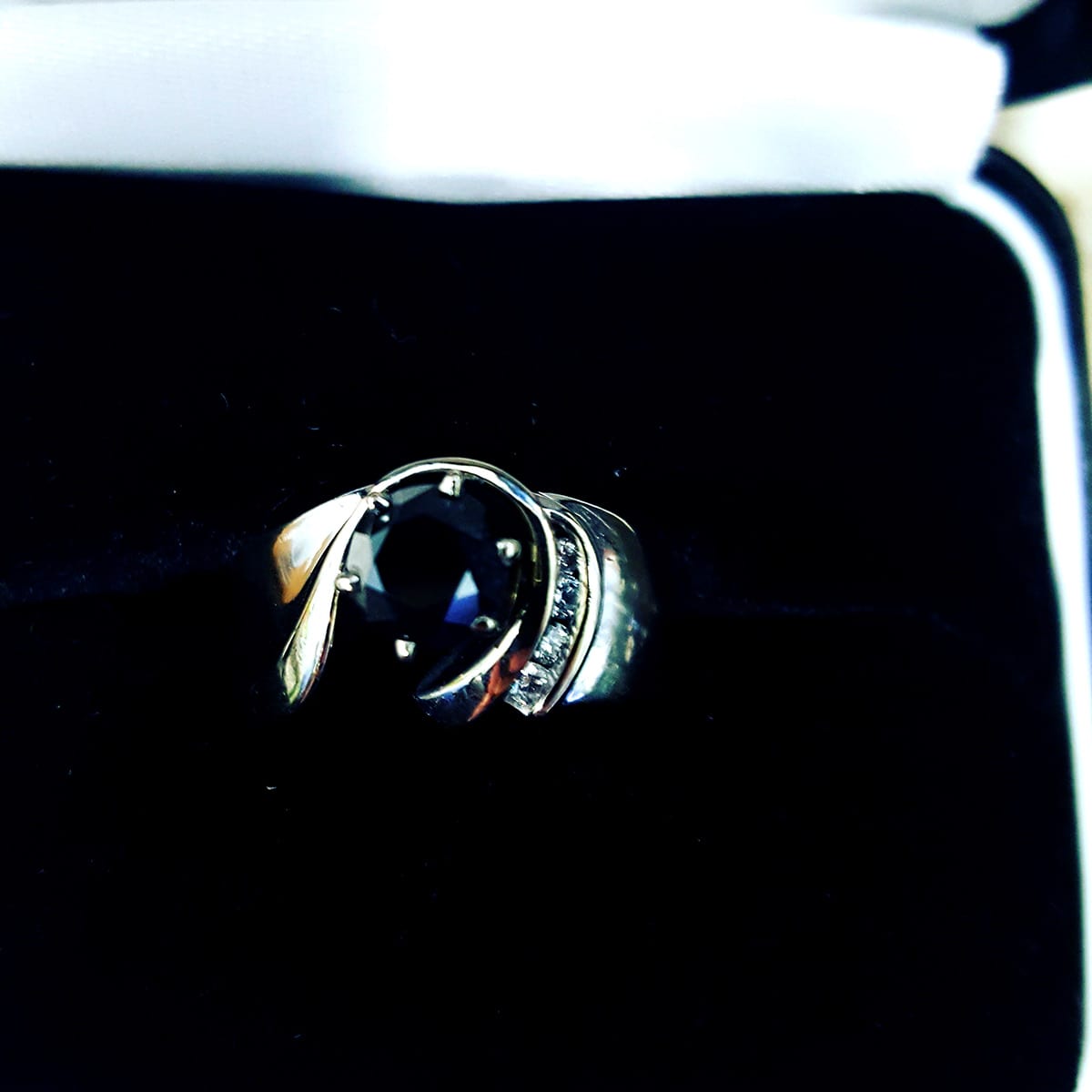 Black Diamond & 14k White Gold Ring - Image 3