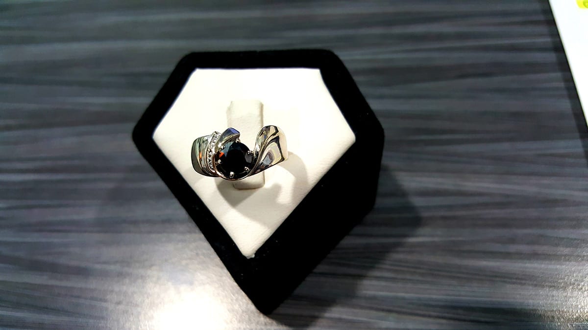 Black Diamond & 14k White Gold Ring