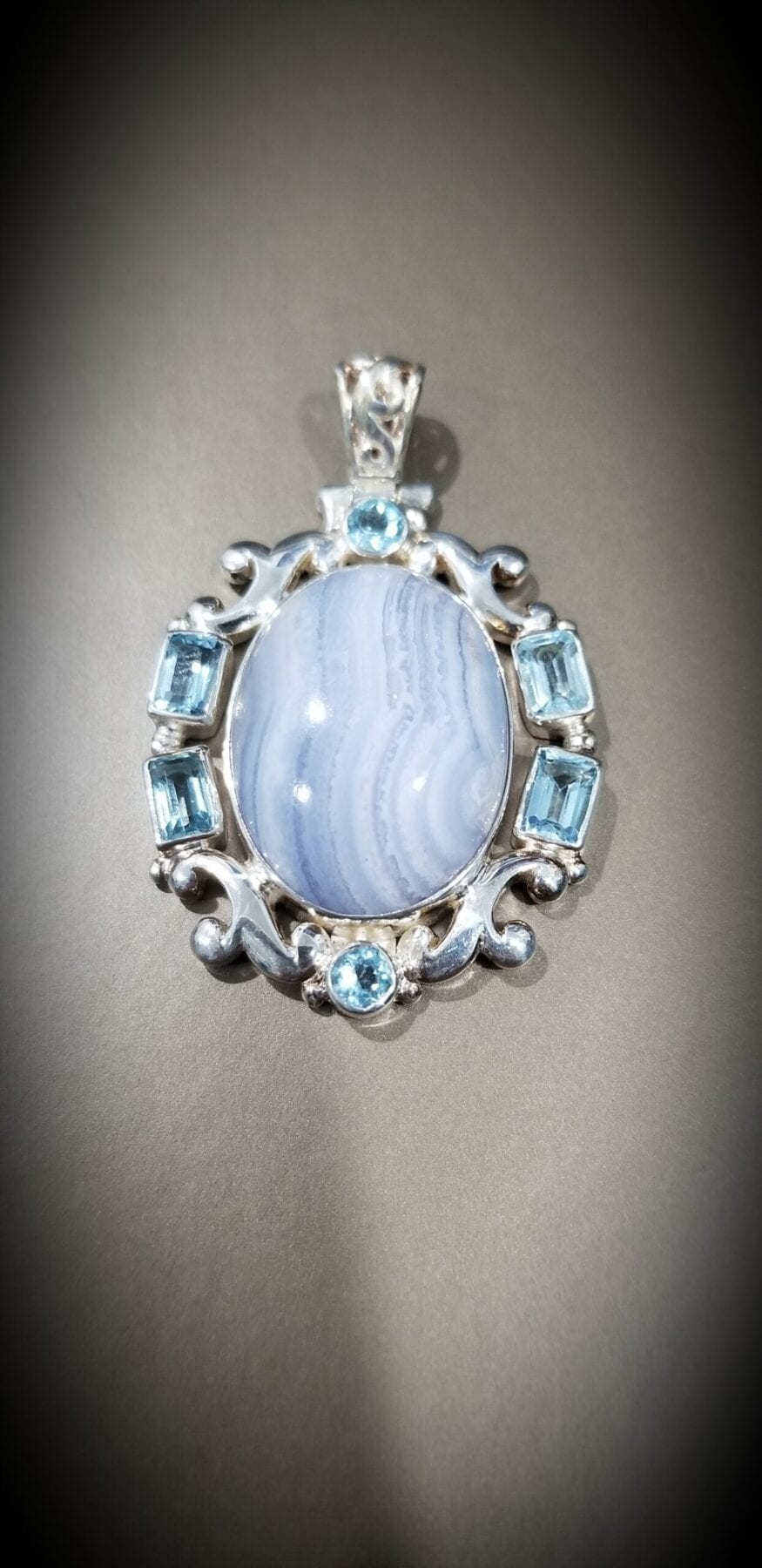 Blue Lace Agate & Blue Topaz Pendant - Image 2