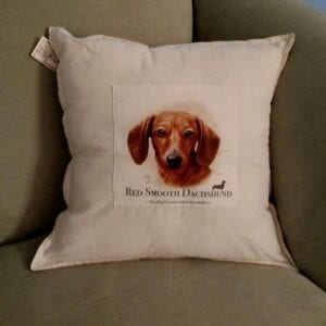 Pillow with Red Smooth Dachshund