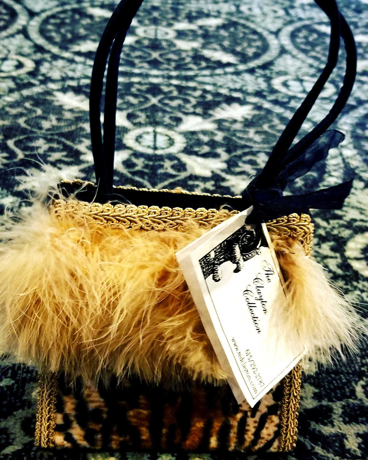 Ted Clayton Animal Print & Feather Handbag