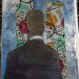 man with a bowler hat blank art card