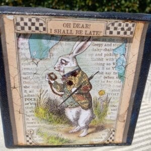 rabbit of alice in wonderland mixed media canvas