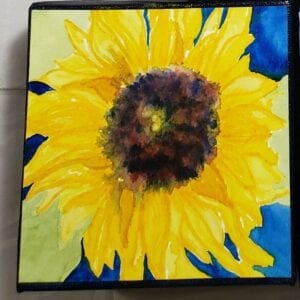 sunflower mixed watercolor on canvas