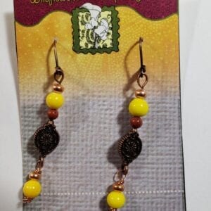 yellow and red jasper earrings with agate bangle bracelet