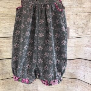 Gray and Pink Floral Baby Romper