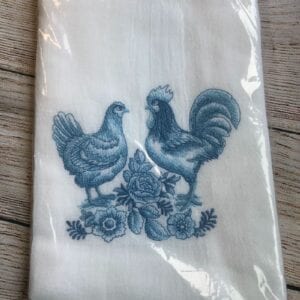 Bluework Chicken and Rooster Kitchen Towel